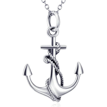 The Pink Pigs Fine Fashion Jewelry-Necklace Boxed Anchor Pendant and 18" Chain, Sterling Silver Fine Jewelry